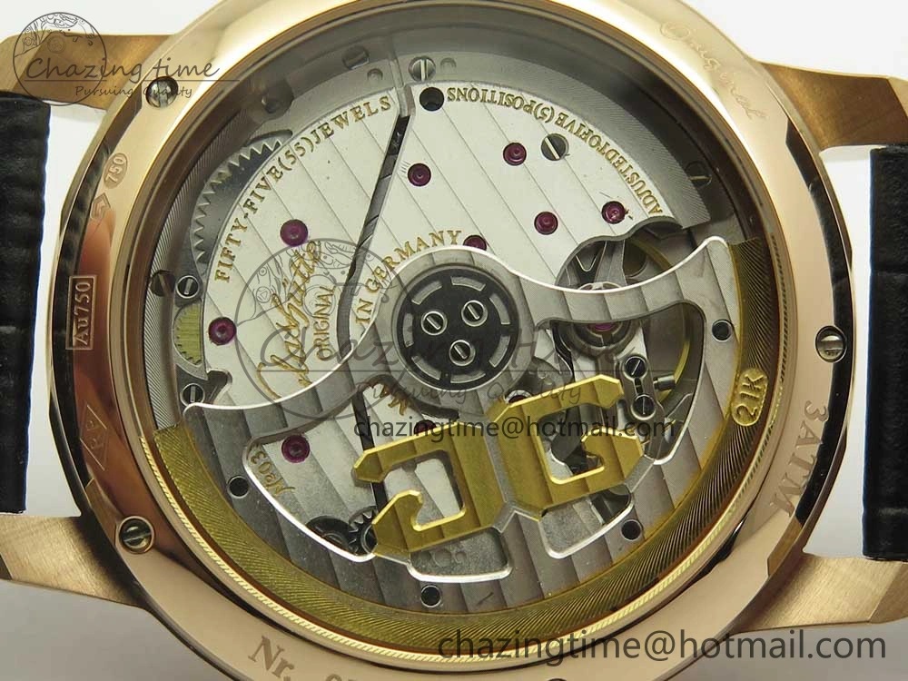 SoftTouch Excellence Panorama 40mm Date Moon Phase RG ETC Marker 1:1 Best Edition White Dial on Black Leather Strap A 6633
