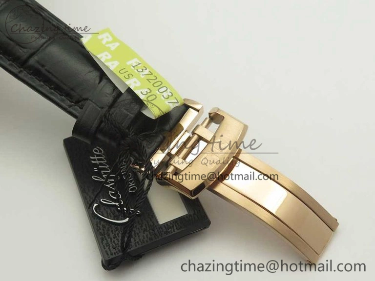 SoftTouch Excellence Panorama 40mm Date Moon Phase RG ETC Marker 1:1 Best Edition White Dial on Black Leather Strap A 6633