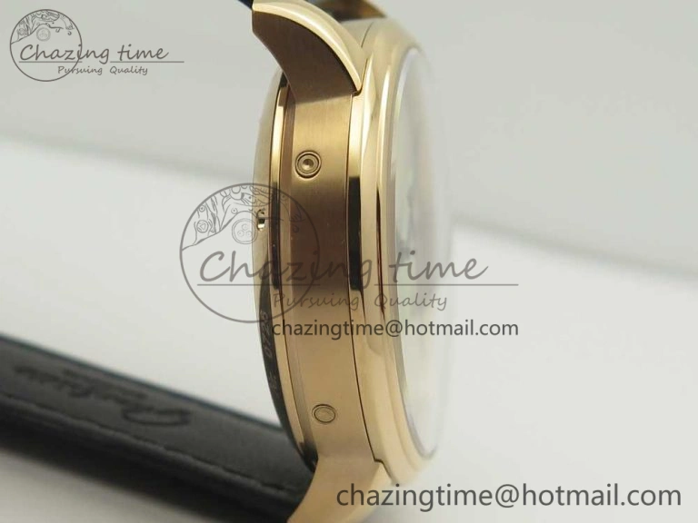 SoftTouch Excellence Panorama 40mm Date Moon Phase RG ETC Marker 1:1 Best Edition White Dial on Black Leather Strap A 6633