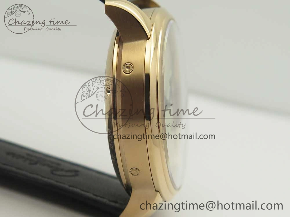 SoftTouch Excellence Panorama 40mm Date Moon Phase RG ETC Marker 1:1 Best Edition White Dial on Black Leather Strap A 6633