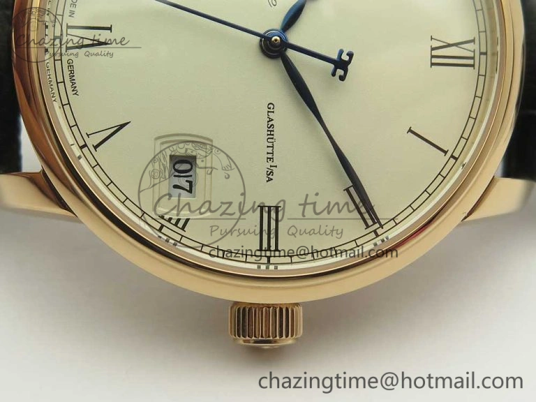 SoftTouch Excellence Panorama 40mm Date Moon Phase RG ETC Marker 1:1 Best Edition White Dial on Black Leather Strap A 6633