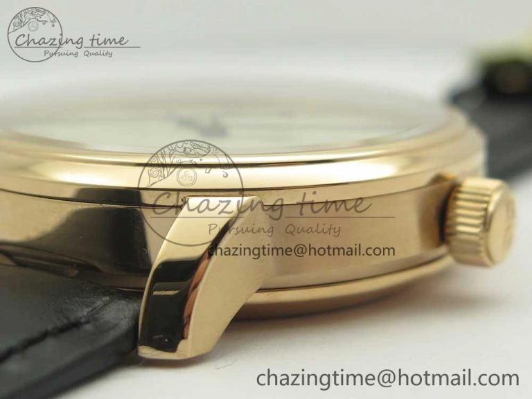 SoftTouch Excellence Panorama 40mm Date Moon Phase RG ETC Marker 1:1 Best Edition White Dial on Black Leather Strap A 6633