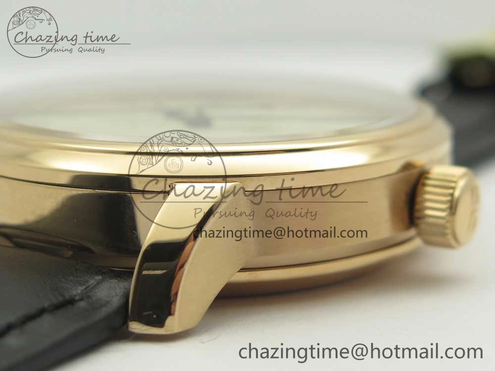 SoftTouch Excellence Panorama 40mm Date Moon Phase RG ETC Marker 1:1 Best Edition White Dial on Black Leather Strap A 6633
