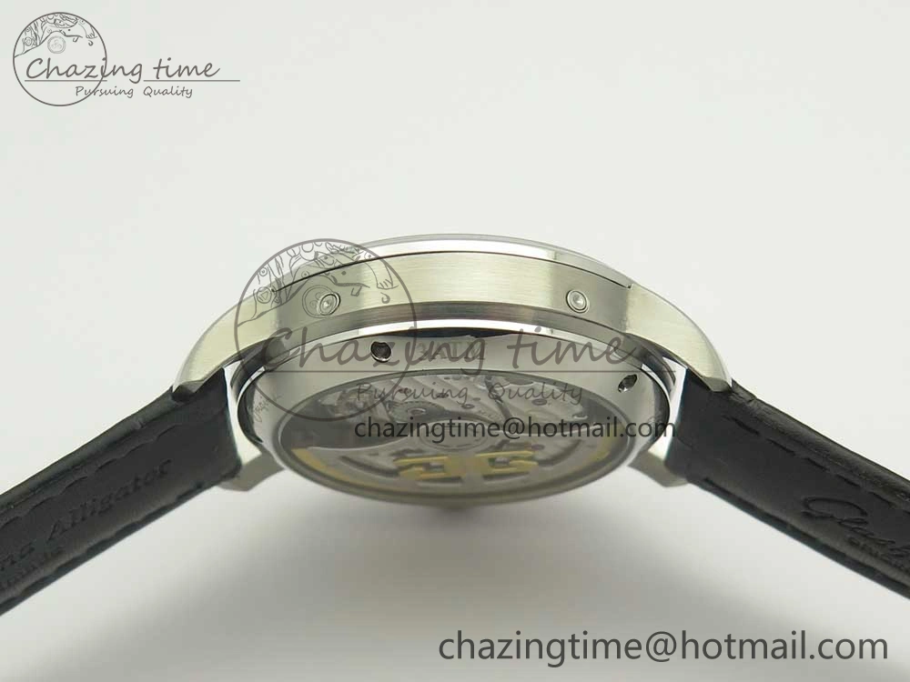 Excellence Panorama 40mm Date Moon Phase SS ETC Marker 1:1 Best Edition White Dial on Black Leather Strap A TechFriendly 6635