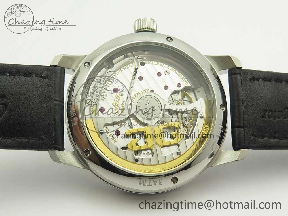 Excellence Panorama 40mm Date Moon Phase SS ETC Marker 1:1 Best Edition White Dial on Black Leather Strap A TechFriendly 6635