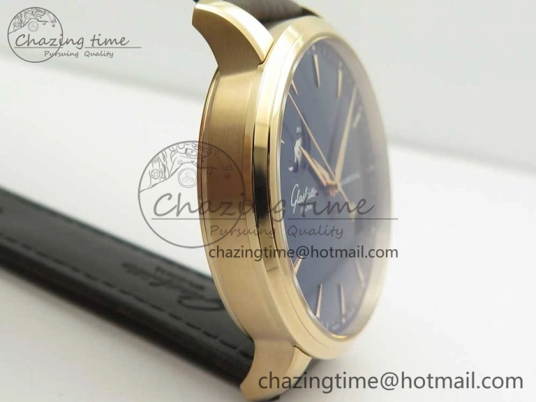 Excellence Panorama Date Moon Phase RG ETCF Blue Dial on Brown Leather Strap A Flexible 6630