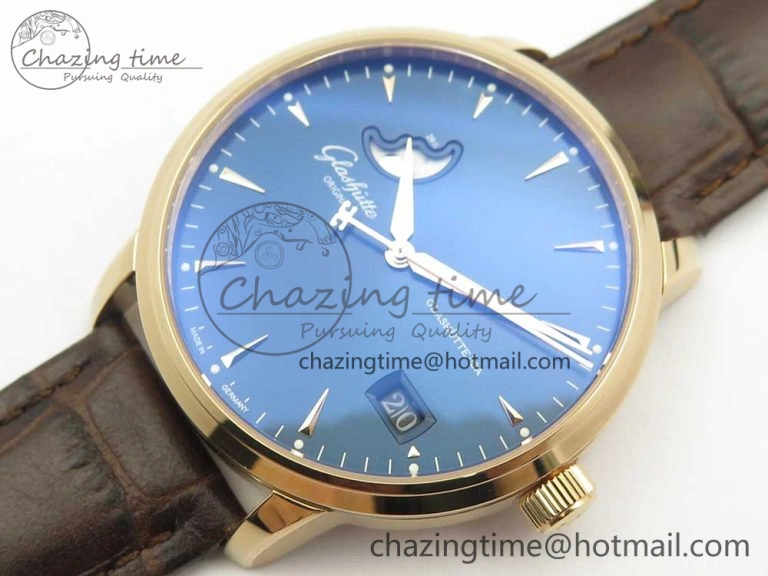 Excellence Panorama Date Moon Phase RG ETCF Blue Dial on Brown Leather Strap A Flexible 6630