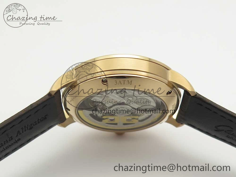 Breathable Excellence Panorama Date Moon Phase RG ETCF Gray Dial on Brown Leather Strap A 6632