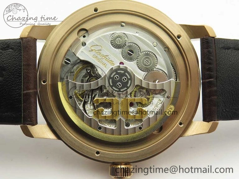 Breathable Excellence Panorama Date Moon Phase RG ETCF Gray Dial on Brown Leather Strap A 6632