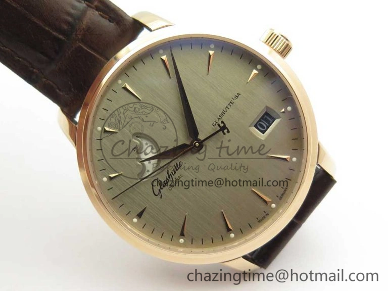 Breathable Excellence Panorama Date Moon Phase RG ETCF Gray Dial on Brown Leather Strap A 6632