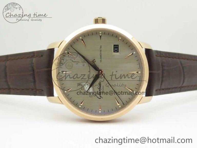 Breathable Excellence Panorama Date Moon Phase RG ETCF Gray Dial on Brown Leather Strap A 6632
