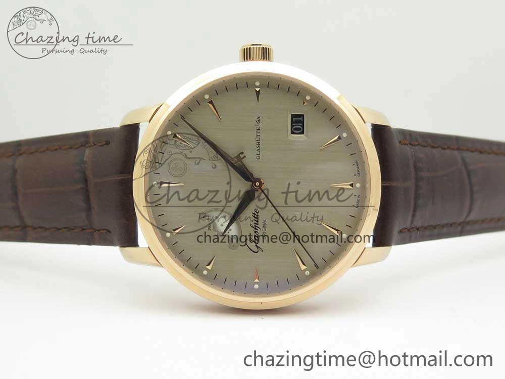 Breathable Excellence Panorama Date Moon Phase RG ETCF Gray Dial on Brown Leather Strap A 6632