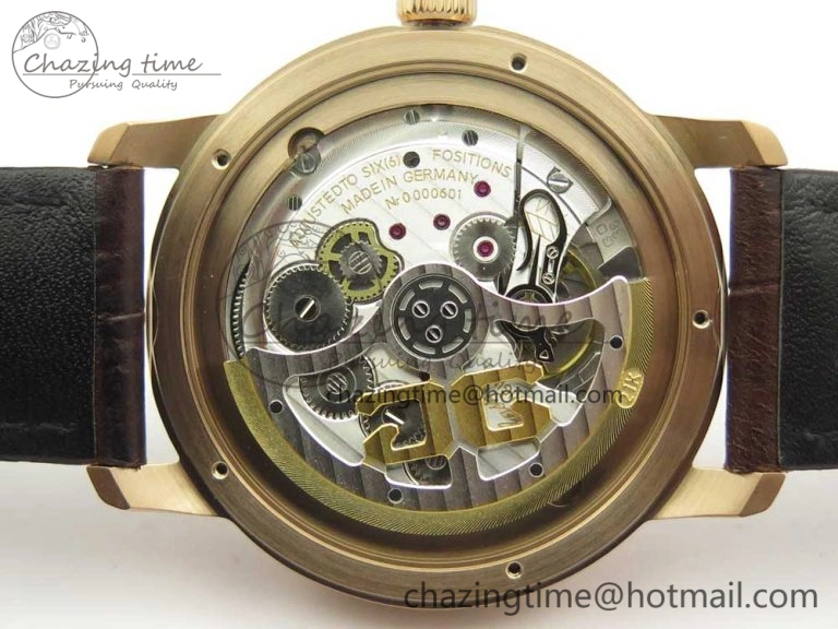 Breathable Excellence Panorama Date Moon Phase RG ETCF Gray Dial on Brown Leather Strap A 6632