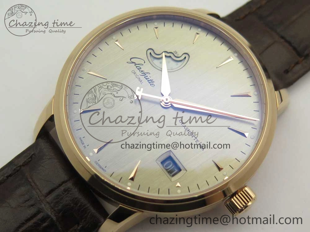Breathable Excellence Panorama Date Moon Phase RG ETCF Gray Dial on Brown Leather Strap A 6632