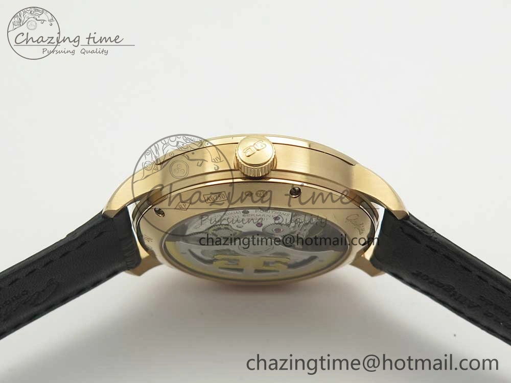 Excellence Panorama Date Moon Phase RG ETCF White Dial on Black Leather Strap A Contemporary 6631