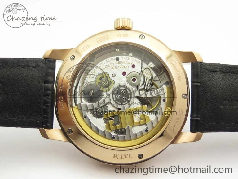 Excellence Panorama Date Moon Phase RG ETCF White Dial on Black Leather Strap A Contemporary 6631