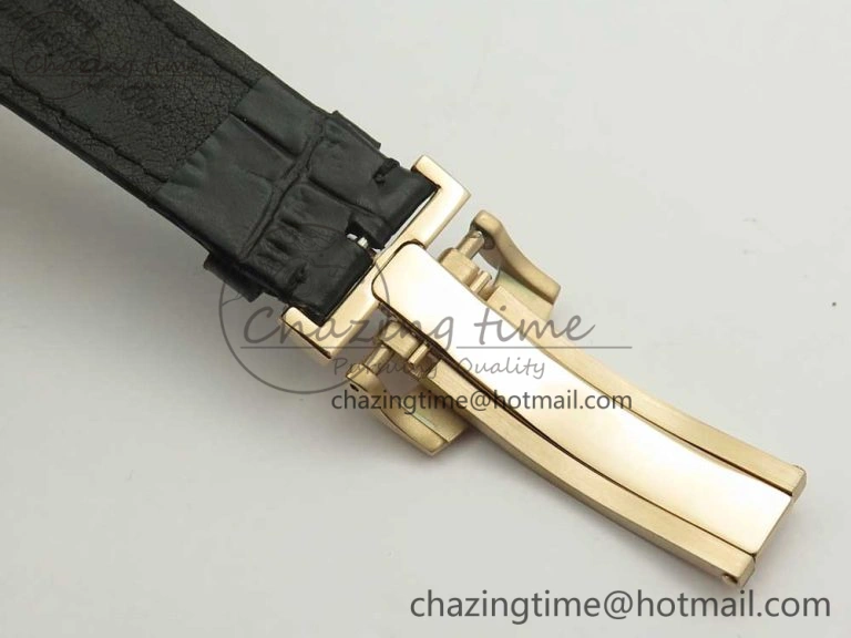 Excellence Panorama Date Moon Phase RG ETCF White Dial on Black Leather Strap A Contemporary 6631