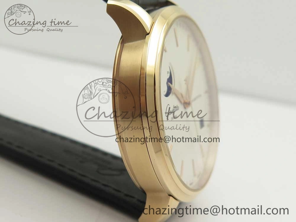 Excellence Panorama Date Moon Phase RG ETCF White Dial on Black Leather Strap A Contemporary 6631