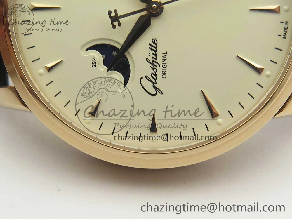 Excellence Panorama Date Moon Phase RG ETCF White Dial on Black Leather Strap A Contemporary 6631