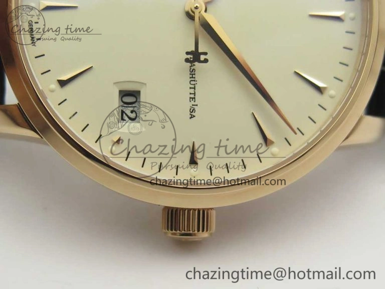 Excellence Panorama Date Moon Phase RG ETCF White Dial on Black Leather Strap A Contemporary 6631