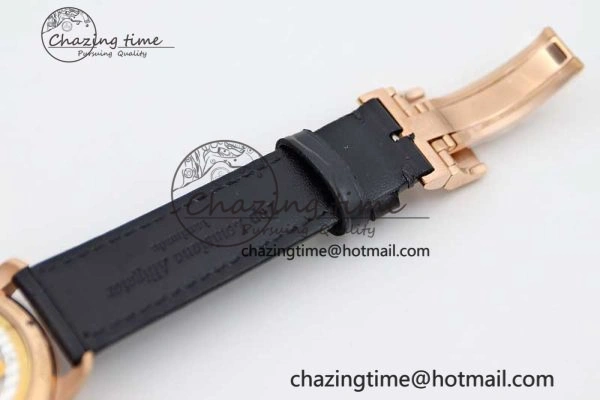 Excellence Panorama Date Moon Phase RG GGR 1:1 Best Edition White Dial on Leather Strap NH Lightweight 6615