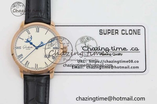 Excellence Panorama Date Moon Phase RG GGR 1:1 Best Edition White Dial on Leather Strap NH Lightweight 6615