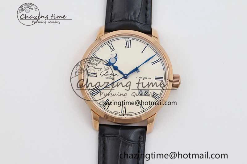 Excellence Panorama Date Moon Phase RG GGR 1:1 Best Edition White Dial on Leather Strap NH Lightweight 6615