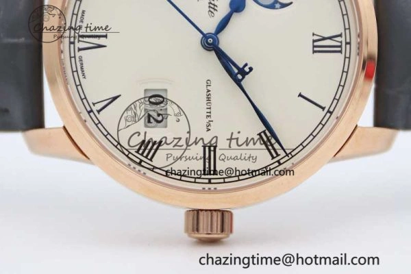 Excellence Panorama Date Moon Phase RG GGR 1:1 Best Edition White Dial on Leather Strap NH Lightweight 6615