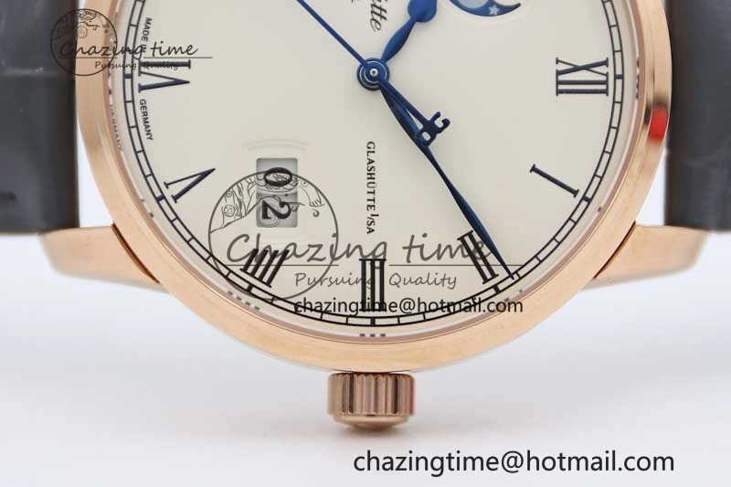Excellence Panorama Date Moon Phase RG GGR 1:1 Best Edition White Dial on Leather Strap NH Lightweight 6615