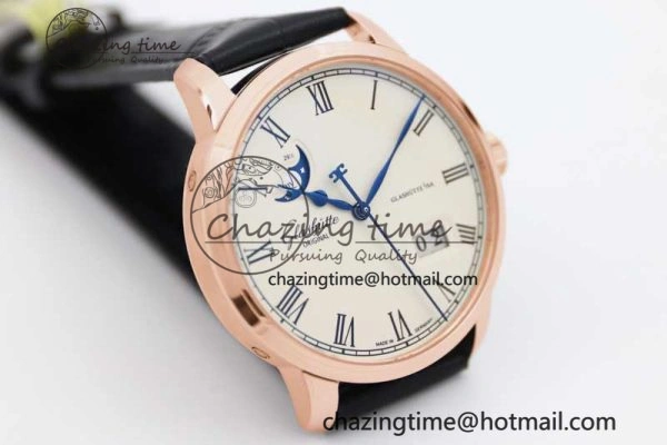 Excellence Panorama Date Moon Phase RG GGR 1:1 Best Edition White Dial on Leather Strap NH Lightweight 6615