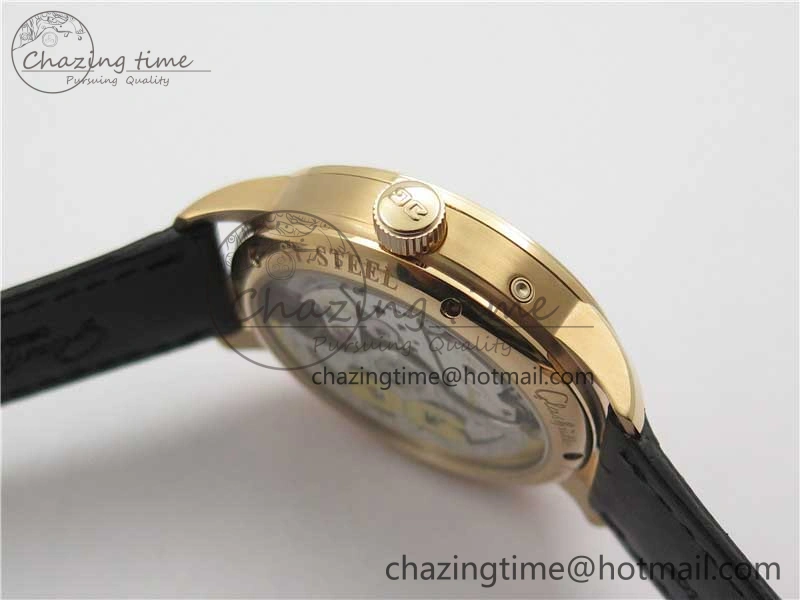 Sustainable Excellence Panorama Date Moon Phase RG GLF 1:1 Best Edition White Dial on Black Leather Strap A 6617