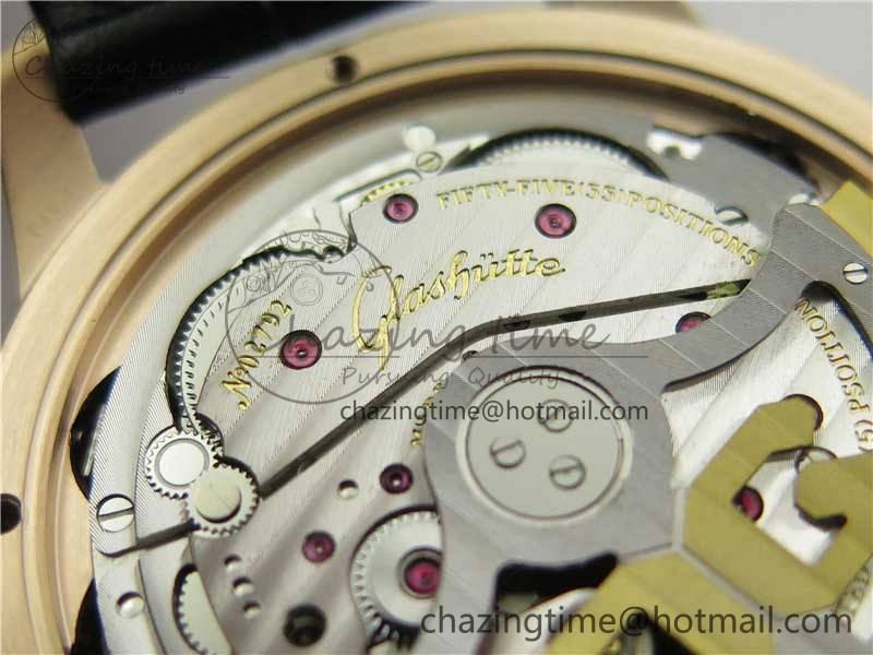 Sustainable Excellence Panorama Date Moon Phase RG GLF 1:1 Best Edition White Dial on Black Leather Strap A 6617
