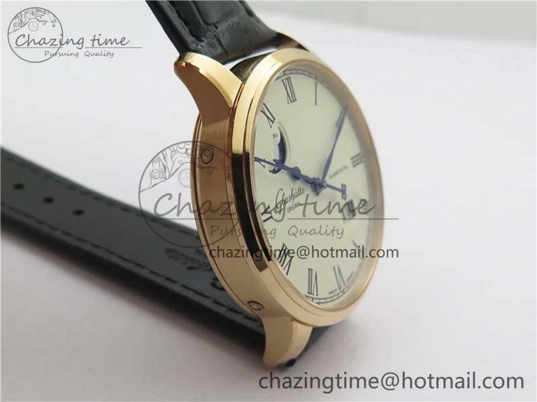 Sustainable Excellence Panorama Date Moon Phase RG GLF 1:1 Best Edition White Dial on Black Leather Strap A 6617