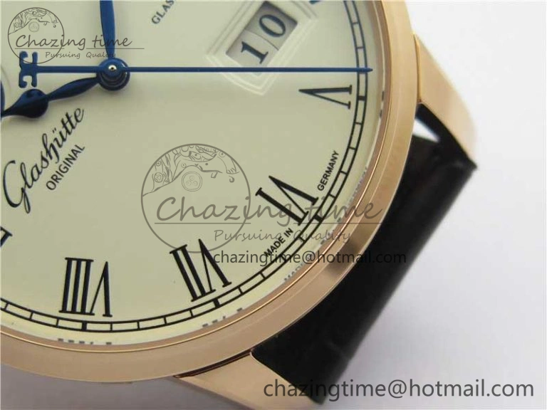 Sustainable Excellence Panorama Date Moon Phase RG GLF 1:1 Best Edition White Dial on Black Leather Strap A 6617