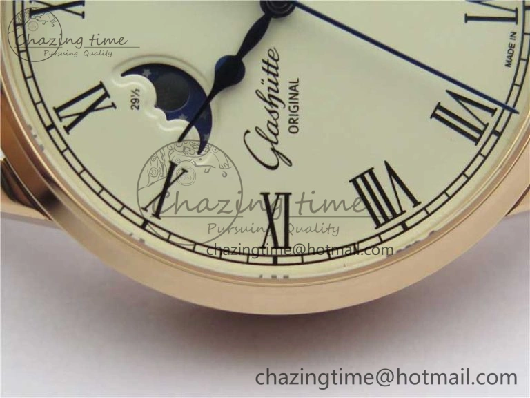 Sustainable Excellence Panorama Date Moon Phase RG GLF 1:1 Best Edition White Dial on Black Leather Strap A 6617