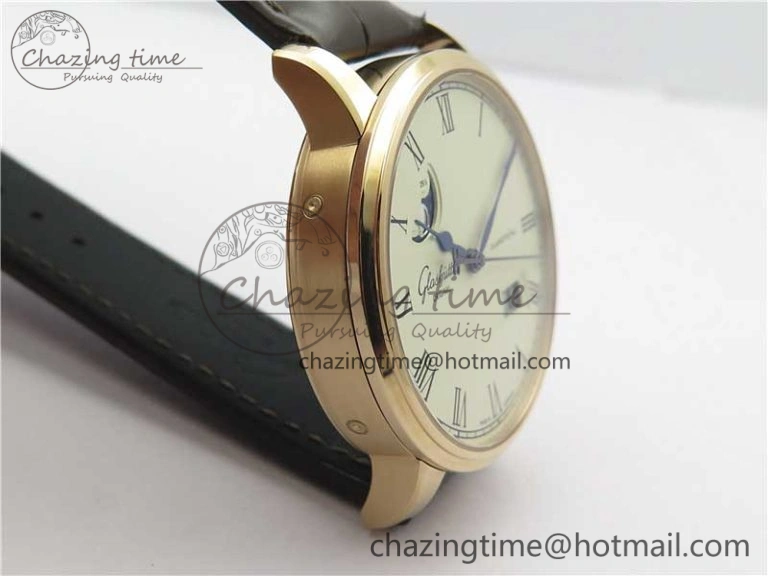 ZipUp Excellence Panorama Date Moon Phase RG V9F White Dial on Brown Leather Strap A 6623
