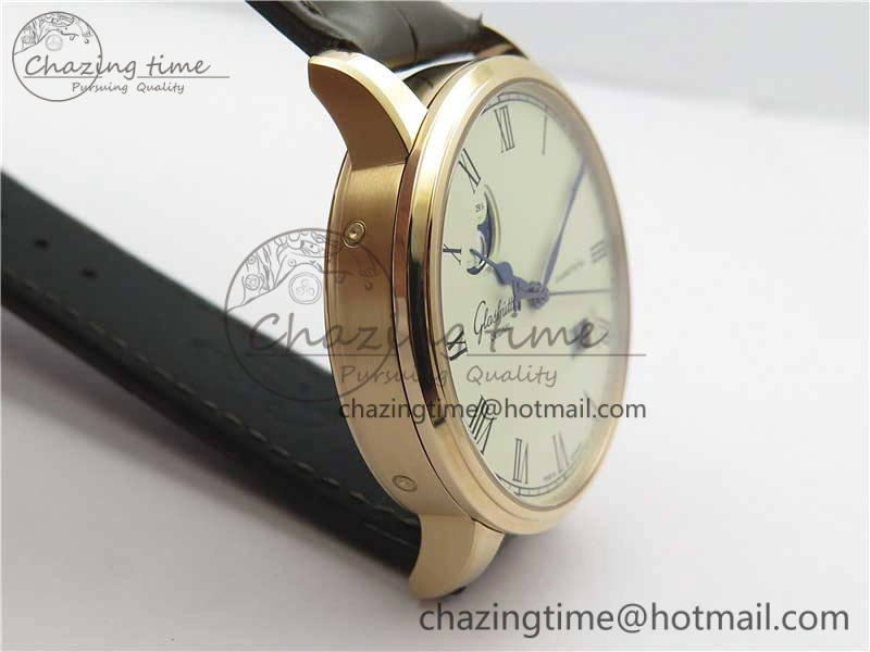 ZipUp Excellence Panorama Date Moon Phase RG V9F White Dial on Brown Leather Strap A 6623