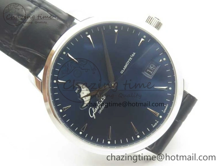 Excellence Panorama Date Moon Phase SS ETC Marker 1:1 Best Edition Blue Dial on Black Leather Strap A Bold 6640