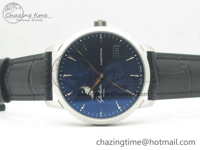Excellence Panorama Date Moon Phase SS ETC Marker 1:1 Best Edition Blue Dial on Black Leather Strap A Bold 6640