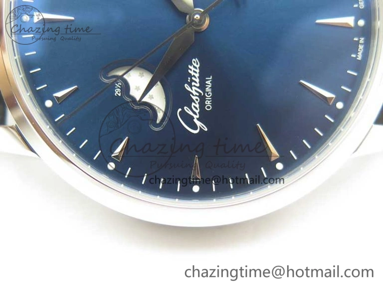 Excellence Panorama Date Moon Phase SS ETC Marker 1:1 Best Edition Blue Dial on Black Leather Strap A Bold 6640