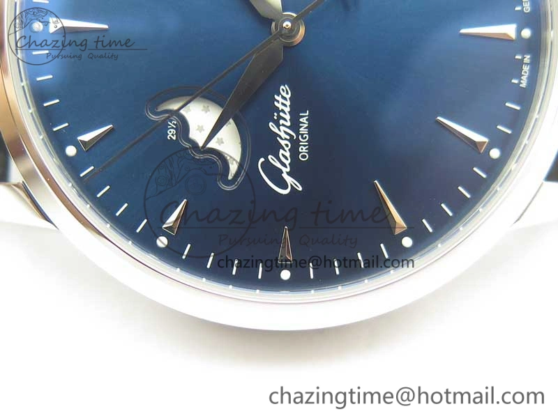 Excellence Panorama Date Moon Phase SS ETC Marker 1:1 Best Edition Blue Dial on Black Leather Strap A Bold 6640