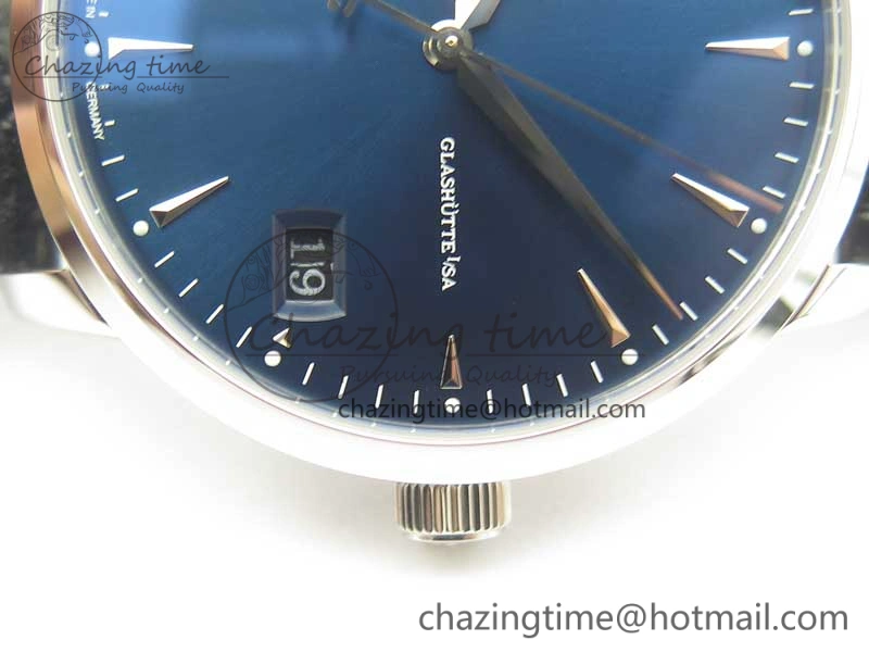 Excellence Panorama Date Moon Phase SS ETC Marker 1:1 Best Edition Blue Dial on Black Leather Strap A Bold 6640