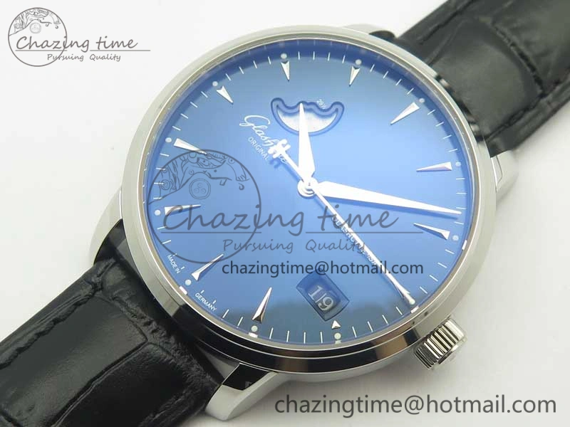 Excellence Panorama Date Moon Phase SS ETC Marker 1:1 Best Edition Blue Dial on Black Leather Strap A Bold 6640