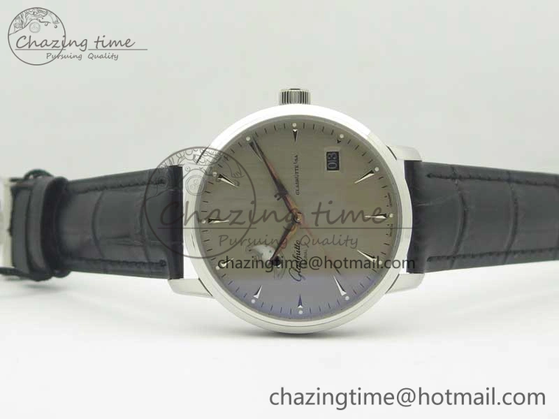 Excellence Panorama Date Moon Phase SS ETC Marker 1:1 Best Edition Gray Dial on Black Leather Strap A HighPerformance 6639
