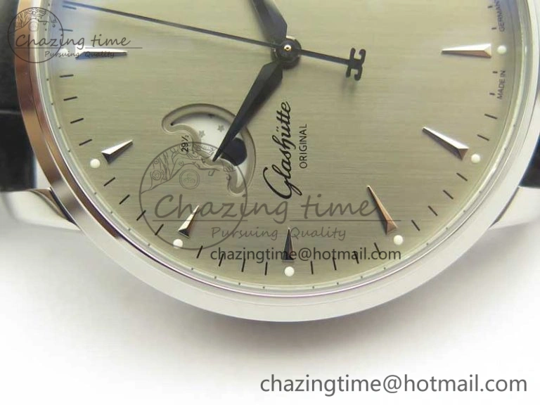 Excellence Panorama Date Moon Phase SS ETC Marker 1:1 Best Edition Gray Dial on Black Leather Strap A HighPerformance 6639