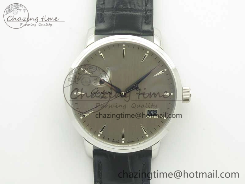 Excellence Panorama Date Moon Phase SS ETC Marker 1:1 Best Edition Gray Dial on Black Leather Strap A HighPerformance 6639
