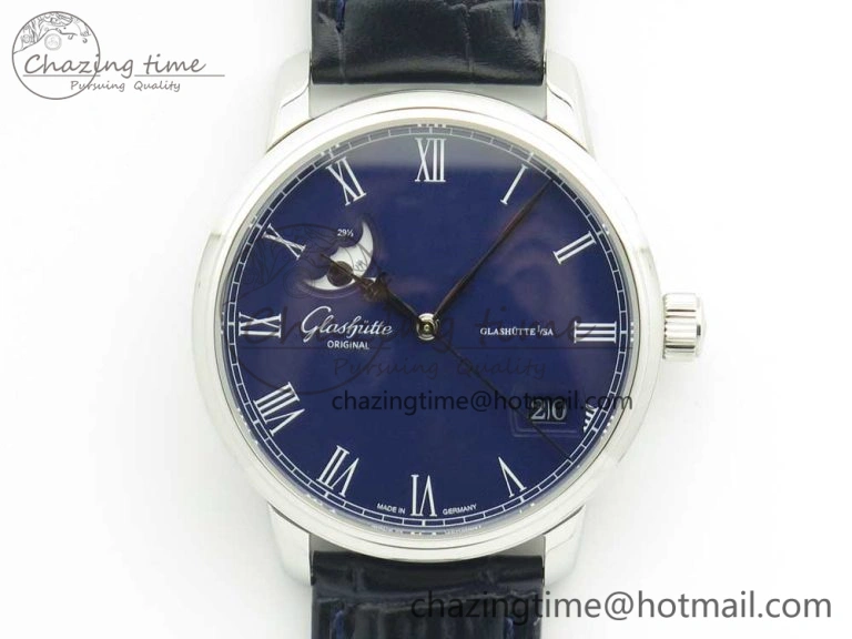 Comfortable Excellence Panorama Date Moon Phase SS ETC Marker 1:1 Best Edition White Dial on Black Leather Strap A 6644