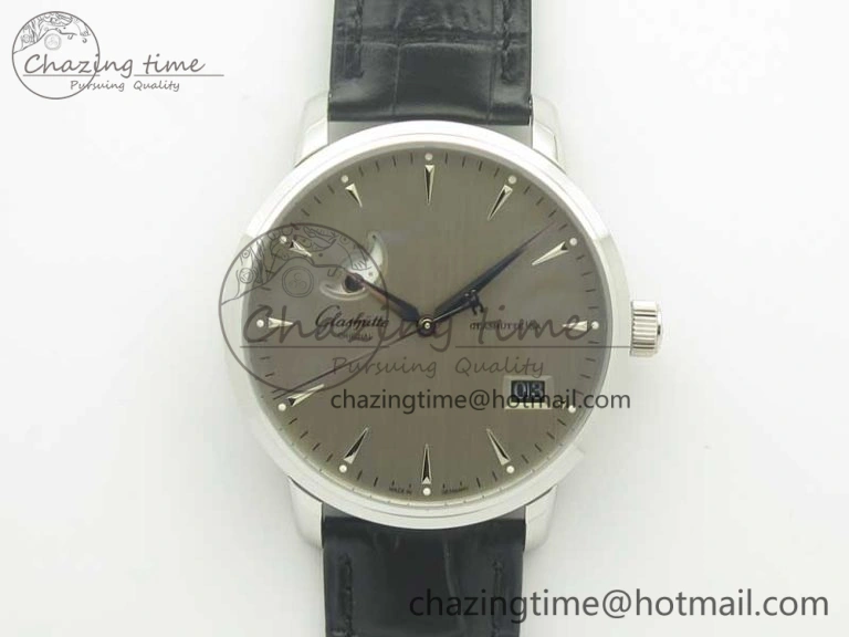 Comfortable Excellence Panorama Date Moon Phase SS ETC Marker 1:1 Best Edition White Dial on Black Leather Strap A 6644