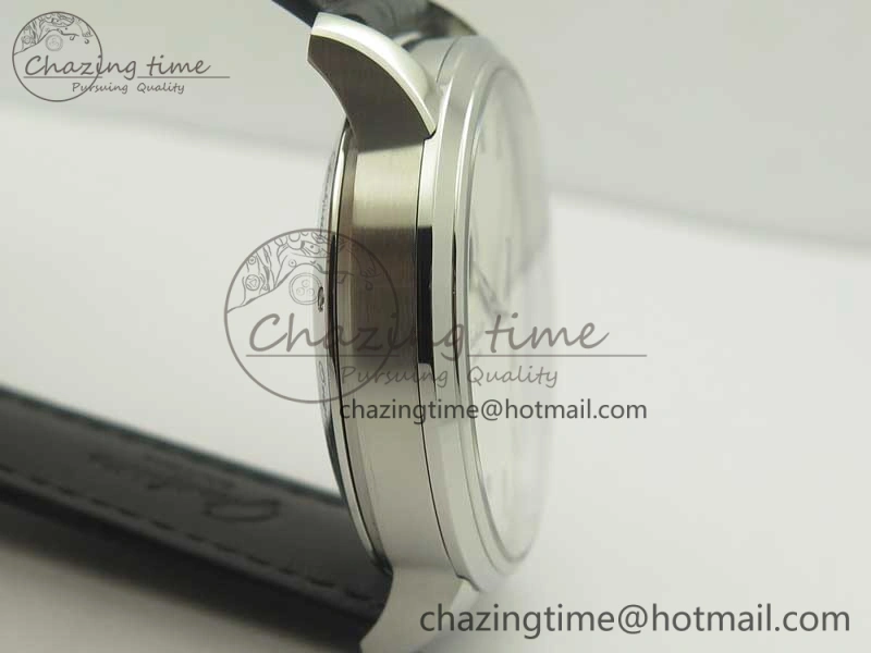 Comfortable Excellence Panorama Date Moon Phase SS ETC Marker 1:1 Best Edition White Dial on Black Leather Strap A 6644