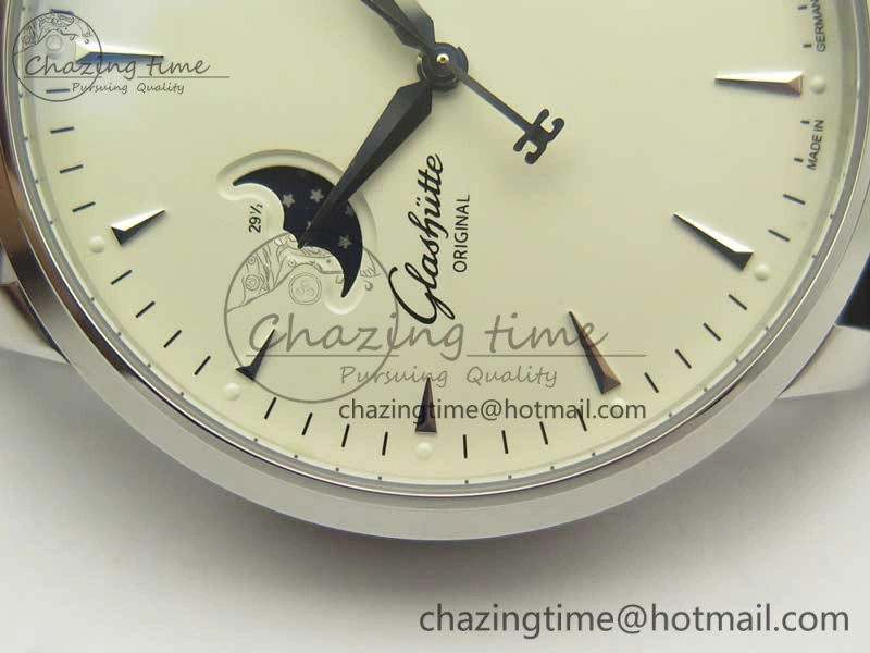 Comfortable Excellence Panorama Date Moon Phase SS ETC Marker 1:1 Best Edition White Dial on Black Leather Strap A 6644